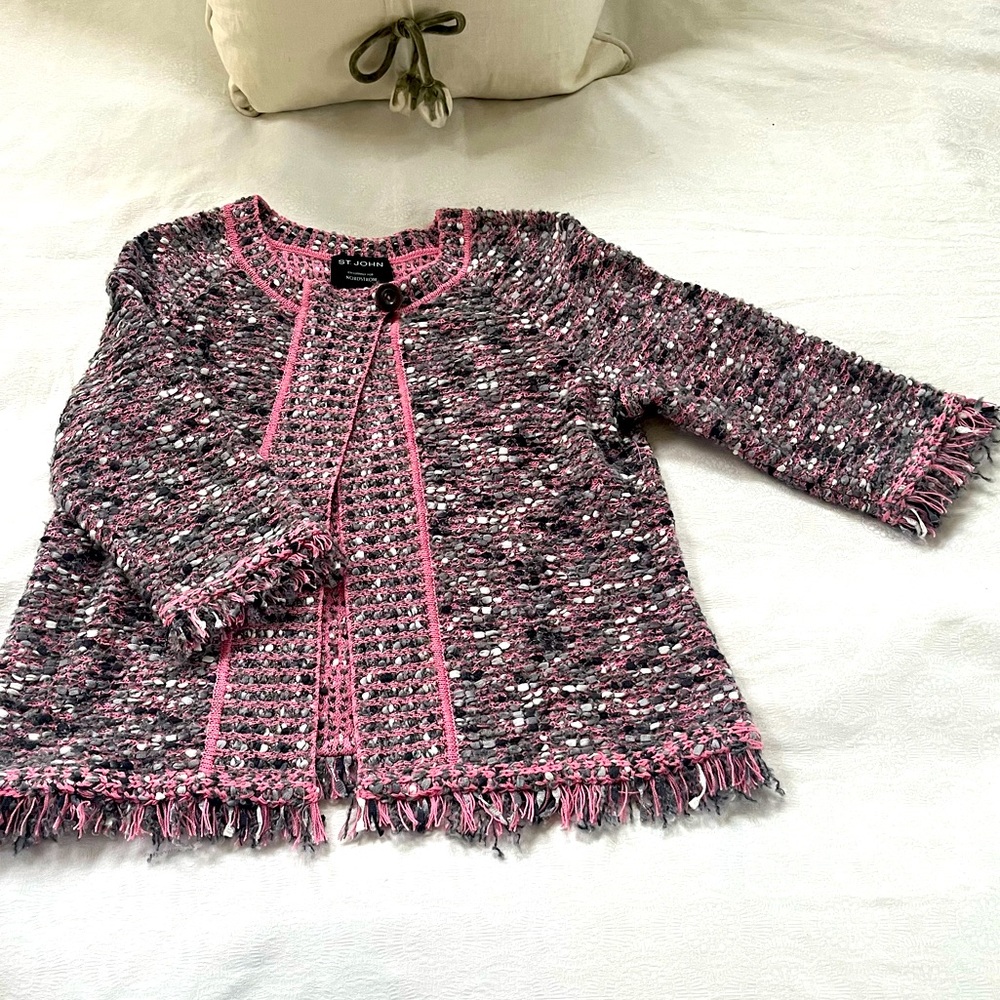 St.John Pink and Black Tweed Jacket